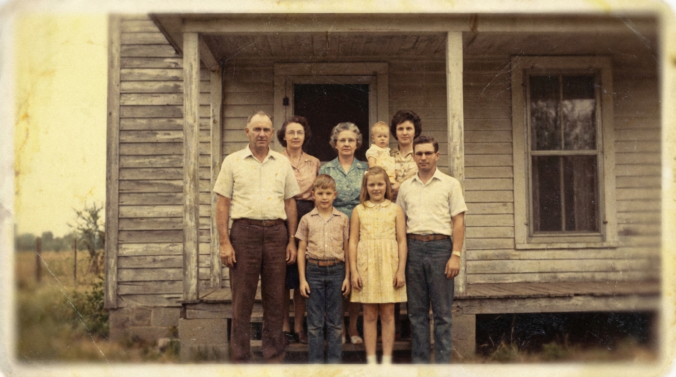 Faded Family Photo - Before